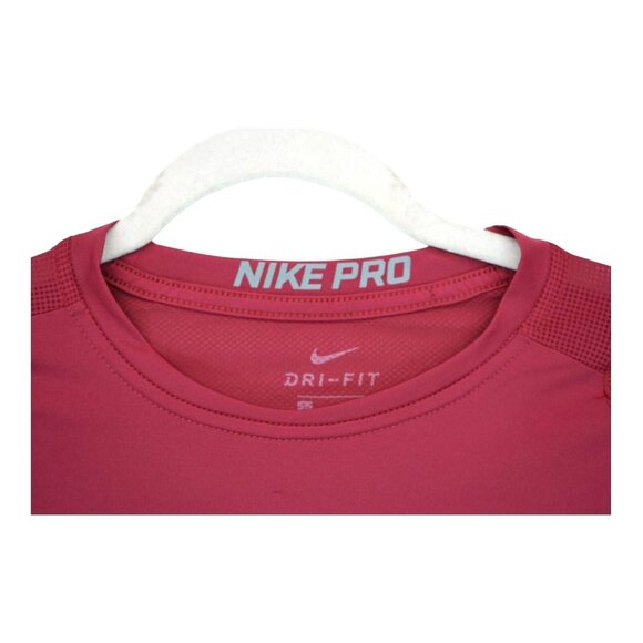 Nike Men's Pro/Dri-Fit Red Athletic T-Shirt Size Large With Logo On Sleeve - Picture 4 of 6